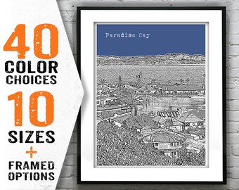 Paradise Cay Skyline Poster Art Print California CA Item T1531