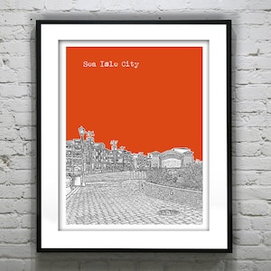 Sea Isle City New Jersey Shore Poster Print Art NJ Skyline Jersey Shore Version 5