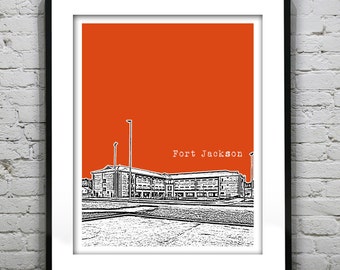Fort Jackson South Carolina Skyline Poster Art Print SC