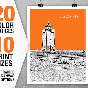 Charlevoix Skyline Poster Art Print Michigan Item T5528
