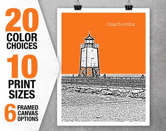 Charlevoix Skyline Poster Art Print Michigan Item T5528