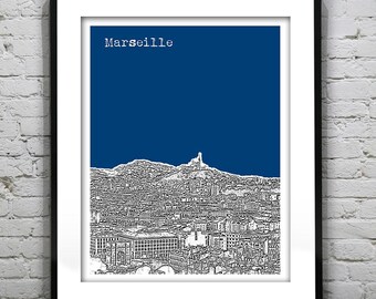 Marseille France Poster City Skyline Art Print Europe
