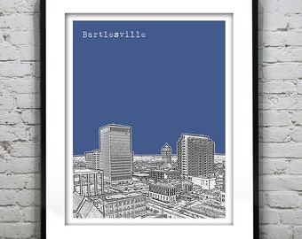 Bartlesville Oklahoma City Skyline Poster Art Print Version 1