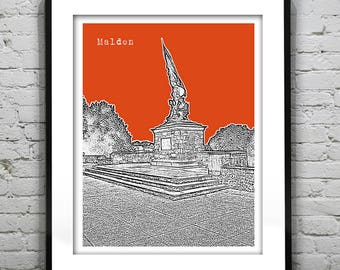Malden Massachusetts Skyline Poster Art MA Item T4374