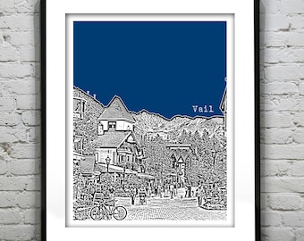 Vail Colorado Skyline Poster Art Print CO Item T2352