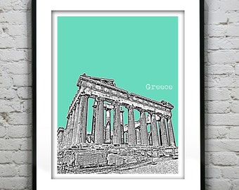 Athens Greece City Skyline Poster Parthenon Art Print Item T5192