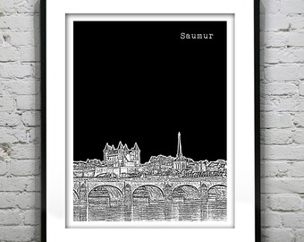 Saumur France Skyline Poster Art Print