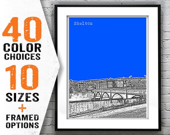 Shelton Connecticut Poster Print Art Skyline  CT