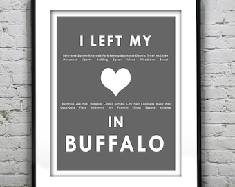 Buffalo New York - I Left My Heart In Buffalo - Poster Art Print NY