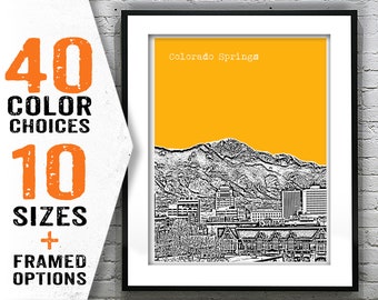 Colorado Springs CO City Skyline Colorado Poster Art Print Item T1808