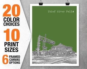 Thief River Falls Minnesota Poster Art Skyline Print MN Item T5343