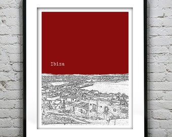 Ibiza Skyline Art Print Poster Spain Version 2