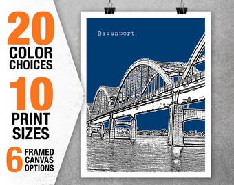 Davenport Iowa Poster Art Print IA Item T5578