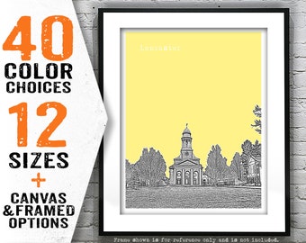 Lancaster Massachusetts Poster Print Art Skyline MA Item T4771