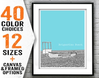 Brigantine Beach New Jersey Skyline Poster Print Art NJ Jersey Shore Version 1