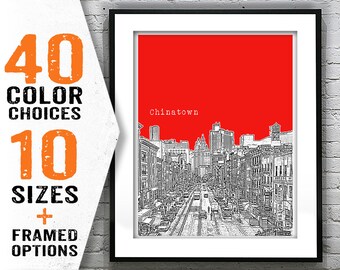 New York City Skyline Art Print Poster NYC Chinatown NY Manhattan Item T1838