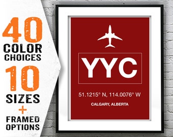 YYC Calgary Canada International Airport Aviation Poster Art Print Item T2014