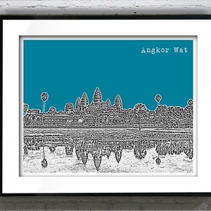 Angkor Wat Cambodia Poster Print Skyline Travel Art Asia
