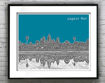 Angkor Wat Cambodia Poster Print Skyline Travel Art Asia
