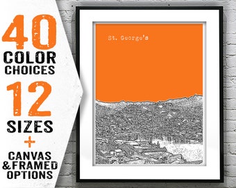 St. George's Grenada Skyline Poster Art Print Item T2425