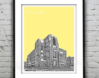 Ann Arbor Michigan Skyline Poster City Art Print Item T1294