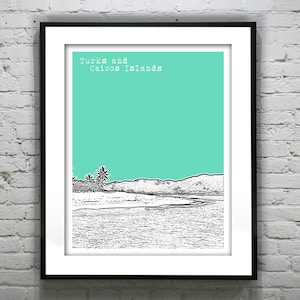 Turks and Caicos Islands Skyline Poster Art Version 2