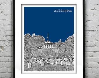 Arlington Virginia Poster Art Skyline Print Veterans Vets Memorial Cemetery Item T4982