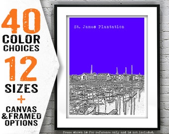 St. James Plantation North Carolina Poster skyline Art Print NC Item T5016