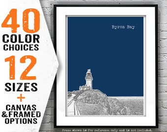 Byron Bay Australia Poster Print Art Skyline Lighthouse Item T3011