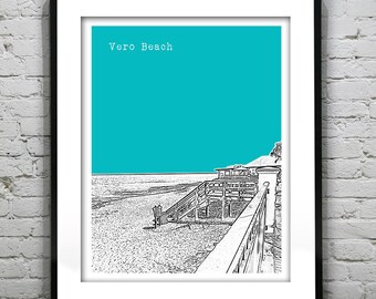 Vero Beach Skyline Poster Art Print Florida Image FL Item T1036