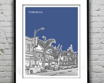 Pasadena CA Skyline Poster Art Print California Item T1095