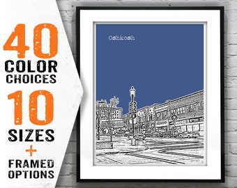 Oshkosh Wisconsin Skyline Poster Print WI Item T1664