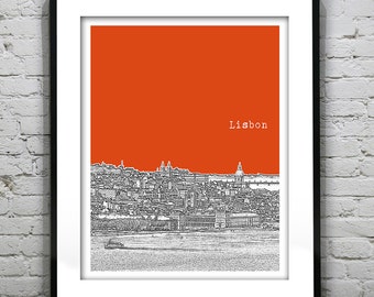 Lisbon Portugal Poster Art Print City Skyline  Item T1338
