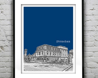 Stoneham Massachusetts Skyline Poster Art Print MA Item T4481