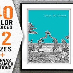 Playa Del Carmen Mexico Skyline Art Print Poster