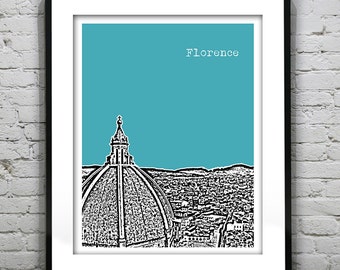 Florence Italy Poster Tuscany Art Print Skyline Version 2