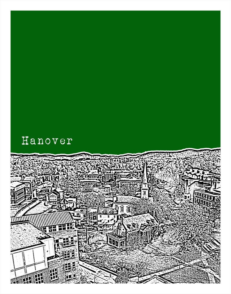 Hanover New Hampshire Skyline Poster Print Art NH Version 2 Etsy