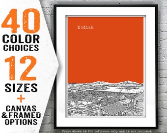 Kodiak Alaska Skyline Poster Art Print AK Item T4028