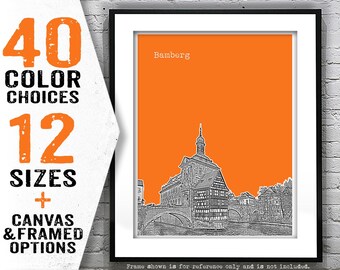 Bamberg Germany City Skyline Poster Print Art Item T4907