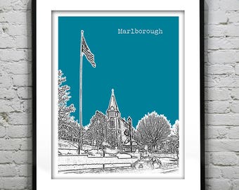 Marlborough Massachusetts Skyline Poster Art Print MA Item T1281