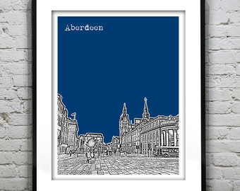 Aberdeen Scotland Skyline Poster Art Print