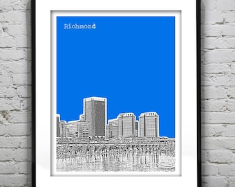 Richmond Virginia Skyline Poster Art Print VA Version 2