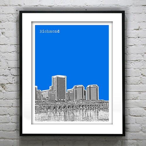 Richmond Skyline Print Virginia State Art Richmond VA Wall Etsy