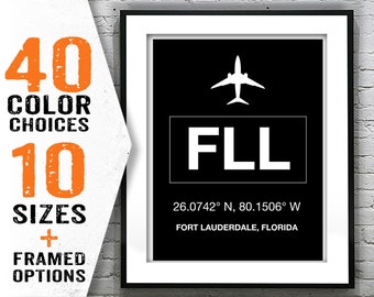 FLL Fort Lauderdale Hollywood Airport Aviation Poster Art Print Florida Item T1983