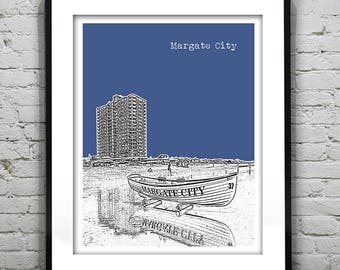 Margate City New Jersey Poster Print Art NJ Shore Skyline Version 1