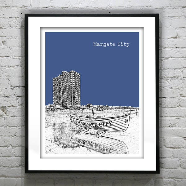 Margate City New Jersey Poster Print Art NJ Shore Skyline Version 1