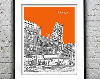 Fargo North Dakota Poster Skyline Art Print ND Version 2