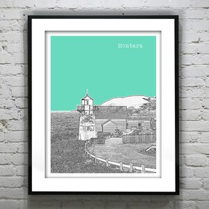 Montara Skyline Poster Print Art California CA Lighthouse