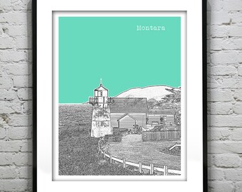 Montara Skyline Poster Print Art California CA Lighthouse