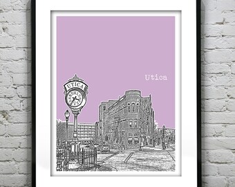 Utica New York Poster Print Art Skyline NY Item T1134